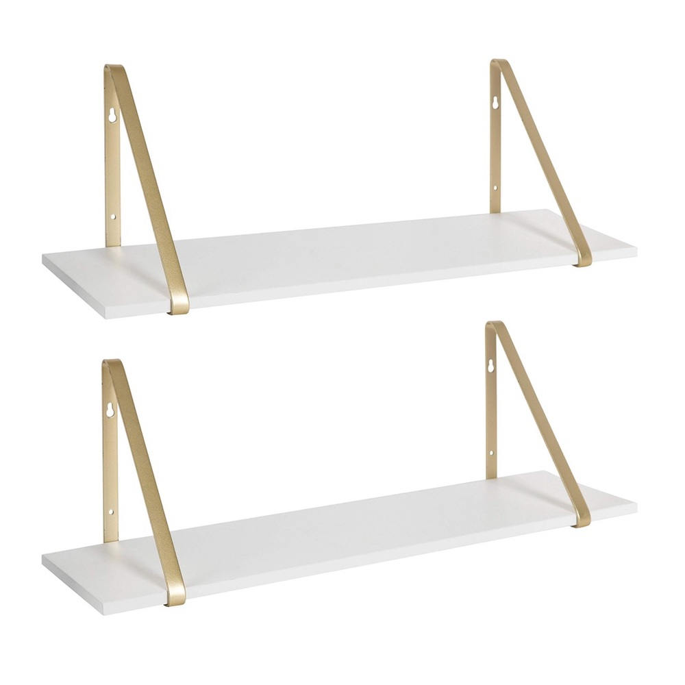 Kate and Laurel Soloman White Wooden Shelves - 2 Piece Set - BRAND NEW